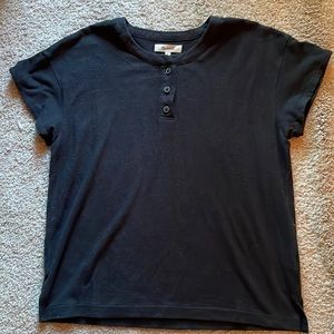 Madewell Short Sleeve Black Button Up T-Shirt, Size Small